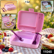 Smart Leak Proof Lunch Box With 3 Compartments And Spoon Set (1 Set) thumbnail 7
