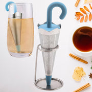 Reusable Cute Umbrella Tea Strainer With Tray  Stand (1 Pc) thumbnail 1