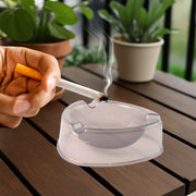 Oblivion Transparent White Ashtray With Cigarette Holder Grooves  Modern Smoke Disposal Tray (1 Pc) thumbnail 1