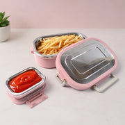 5588 Miracle Carry Lunch Box Microwave Safe Lunch Box With Insulated Bag 2 Compartment Lunch Box (400 Ml  2 Pc) thumbnail 4