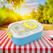 Durable Plastic Lunch Box For Kids With 2 In 1 Spoon Fork (1 Pc) thumbnail 2
