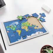 Educational Wooden World Map Puzzle For Kids - (1 Set) thumbnail 4