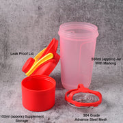 Supermom  Premium Booster Gym Shaker Bottle With Mixing Ball (550ml  1 Pc) thumbnail 3