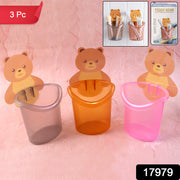 Cute Teddy Bear Toothbrush Holder For Kids (3 Pc Set) thumbnail 7