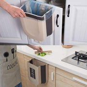 5873 Hanging Trash Can For Kitchen Cabinet Door Small Collapsible Foldable Waste Bins Hanging Trash Holder For Bathroom Bedroom Office Car Portable. thumbnail 1
