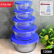 Modern Glass Bowl Set Mixing  Storage Bowls With Lids (5 Pcs Set) thumbnail 5