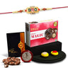 Multicolor Oval Flower Rakhi  Bracelet (K1_510_cm32)  Chocolate Magic 32gm Silver Color Pooja Coin Roli Chawal  Greeting Card Occasion Stylish Rakhi Brother Set Of 1 Rakhi