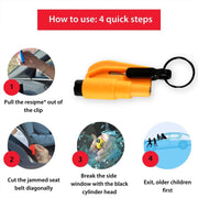 8761 2 In 1 Emergency Safety Cutter With Key Chain Small Portable Handy Emergency Safely Glass Breaking  Seat Belt Cutting Keychain Tool thumbnail 1