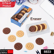 8833 Pack Of 6 Erasers Erasers Stationery School Rubber Schools Sketches Office Sign Kid Party Favour Gift Toy Gift Creative Christmas Birthday Gift In Shape Biscuits (6 Pcs Set) thumbnail 7