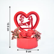 Romantic Heart-shaped Love Couple Decorative Showpiece With Rose Base (1 Pc) thumbnail 5