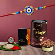 Rakhi For Brother Set Of 1 With Chocolate Magic Pooja Coin With Greeting Card (K1_516_cm) thumbnail 1