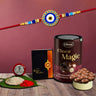 Rakhi For Brother Set Of 1 With Chocolate Magic Pooja Coin With Greeting Card (K1_516_cm)