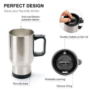 Stainless Steel Vacuum Glass Insulated Glass Coffee Cups (With Lid  Handle  1 Pc) thumbnail 2