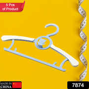 7874 Large Dress Hanger Plastic Adjustable Child Plastic Hangers Space Saving Lightweight Hangers For Clothes Coat Shirt Closet Cloth Hangers Ideal (5pc) thumbnail 5