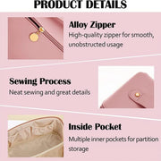 Premium Peach Travel Makeup  Toiletry Organizer Pouch With Zipper  Handle (1 Pc) thumbnail 5