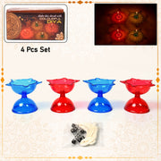 Colourful Reflection Diya Combo Plastic Candle Cup With Multi Shape (4 Pcs Set) thumbnail 1