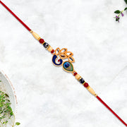 Artistic Mor Pankh Rakhi With Colorful Enamel And Traditional Thread thumbnail 1