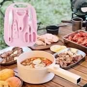 5490 Mini Travel Cutting Board Set 4 Pcs Portable Mini Camping Plastic Cutting Board  Knife Fruits  Vegetable Peeler Scissors Kitchen Knives Set For Travel Picnic Camping Outdoor Park (4 Pc Set) thumbnail 2