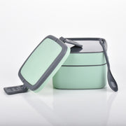 2860 Green Double-layer Portable Lunch Box Stackable With Carrying Handle And Spoon Lunch Box thumbnail 5