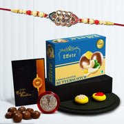 Rakshabandhan Floral Design Rakhi For Brother Set Of 1 With Chocolate Butter Scotch 32gm (K1_421_bs32) thumbnail 1