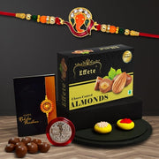 Shri Ganesh Rakhi For Brother Set Of 1 With Chocolate Almonds 32gm (K1_251_ca32) thumbnail 1