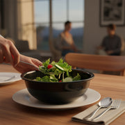 Plastic 6 Inch Black Round Deep Serving Bowl (1 Pc) thumbnail 2