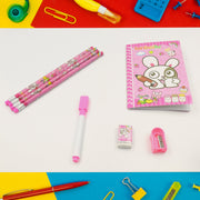 4299 Stationery Kit For Kids - Stationery Set Includes Wooden Pencil Sharpener Pencil And Eraser Set Small Diary School Supply Set Birthday Return Gift For Kids Boys Girls (8 Pc Set) thumbnail 1