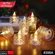 24 Pcs Flameless And Smokeless Decorative Acrylic Candles Transparent Led Tea Light Candle For Gifting House Diwali Christmas Festival Events Decor Candles thumbnail 5