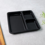 Plastic Multi-compartment Meal Serving Tray  3-section Rectangular Dining Plate (1 Pc  Black) thumbnail 5