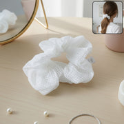 Elegant White Mesh Fabric Hair Scrunchie (1 Pc) thumbnail 1
