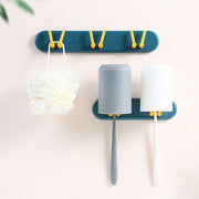 4702 Toothbrush Holder Plastic Bathroom Accessories Organizer Wall Mounted Hanging Mount Shelf  Hooks (1pc) thumbnail 3