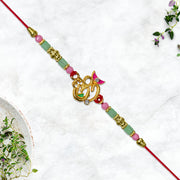 Om Moon Rakhi With Colorful Beads And Stones thumbnail 2