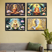 Decorative Lord Buddha Wall Painting With Wooden Frame Mix Design 45x30 Cm Approx (1 Pc) thumbnail 3