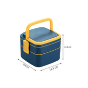 2868 Blue Double-layer Portable Lunch Box Stackable With Carrying Handle And Spoon Lunch Box thumbnail 3
