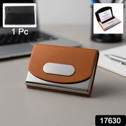 Leather  Stainless-steel Business Card Holder (1 Pc) thumbnail 5