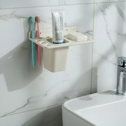 3in1 Wall Mounted Multi-compartment Toothbrush  Soap Holder With Cup (1 Pc) thumbnail 3