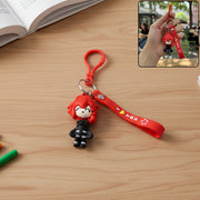 Cute Red Hair Cartoon Girl Silicone Keychain (1 Pc) thumbnail 1