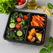 Plastic Multi-compartment Meal Serving Tray  3-section Rectangular Dining Plate (1 Pc  Black) thumbnail 4