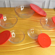 Modern Glass Bowl Set Mixing  Storage Bowls With Red Lids (5 Pcs Set) thumbnail 3