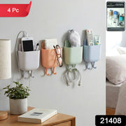 Multi-purpose Plastic Wall Mounted Mobile Charging Holder Set (4 Pc) thumbnail 7