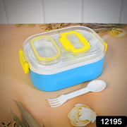 Durable Plastic Lunch Box For Kids With 2 In 1 Spoon Fork (1 Pc) thumbnail 6