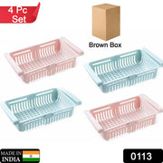 113 Adjustable Fridge Storage Basket Fridge Racks Tray Sliding Storage Racks (4 Pc Set) thumbnail 6