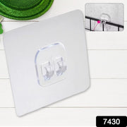 7430 Household Self Adhesive Wall Hooks Punch-free Wall-mounted Hook Seamless Transparent No Nails Drill Waterproof Hooks For Bathroom Kitchen Home (1 Pc) thumbnail 7