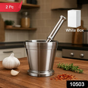 Heavy Duty Stainless Steel Mortar And Pestle Set For Kitchen Khalbatta Set (2 Pc Set) thumbnail 7
