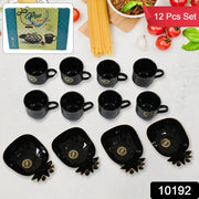 Pine Junction Ceramic Tea  Cups  Mug Set With Pineapple Shape Serving Bowl  (12 Pcs Set) thumbnail 4