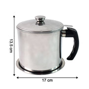 Stainless Steel Oil Strainer Pot With Lid And Filter Mesh (1 Set) thumbnail 5