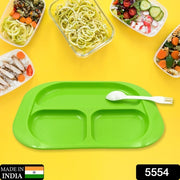 5554 Plastic Food Plates  Biodegradable 3 Compartment Square Plate With Spoon For Food Snacks  Nuts  Desserts Plates For Kids Reusable Plates For Outdoor Camping Bpa-free (1 Pc) thumbnail 6