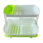 Prexo 2 Layer Kitchen Dish Drying Rack With Drain Tray (1 Set) thumbnail 3