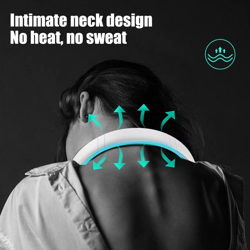 0876 Neck Fan Portable And Wearable Personal Fan Usb Rechargeable Headphone Design Neckband Fan With 3 Speeds Suitable For Outdoor Family Sports Travel