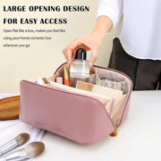 Premium Peach Travel Makeup  Toiletry Organizer Pouch With Zipper  Handle (1 Pc) thumbnail 4